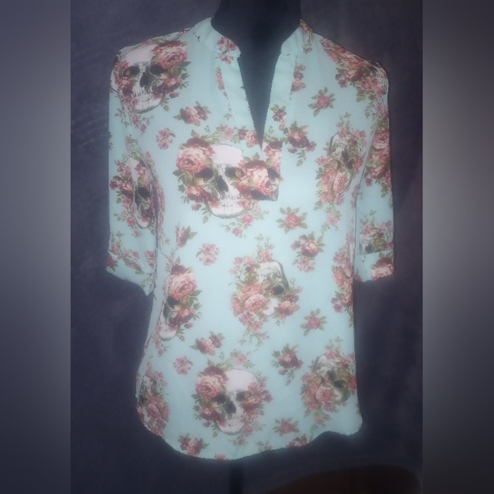 Skulls and roses blouse